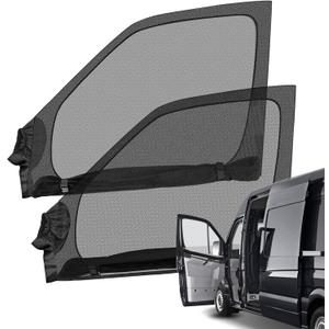 Double Layers Side Window Sunshade Magnetic Bug Screen for Front Doors, Pair Window Bug Screen & Sunshade Curtain Compatible with Mercedes Sprinter 2007-2025
