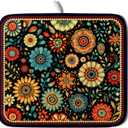 Bohemian Style Flowers Drying Pad Boho Floral Dish Drying Mat for Kitchen Counter Absorbent Microfiber Drainer Rack Mat (18" x 16")