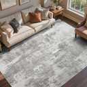 9x12 Ft Extra Large Washable Area Rugs for Living Room, Soft Non-Slip Modern Abstract Pattern Carpet for Bedroom Indoor Floor Nursery Home Decor (Light Grey)