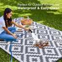 OLANLY Waterproof Outdoor Rug 9x18 ft, Outdoor Plastic Straw Rug for Camping, RV Mat Outside, Outdoor Carpet for Porch, Deck, Backyard, Balcony, Picnic, Grey & White