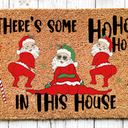 Lanpn Christmas Welcome Natural Coir Door Mat, Santa Large Coco Front Door Outdoor Doormat Outside Entrance Porch Non Slip Rubber Rug Winter Xmas Farmhouse Decor (Brown, 36x24 inch)