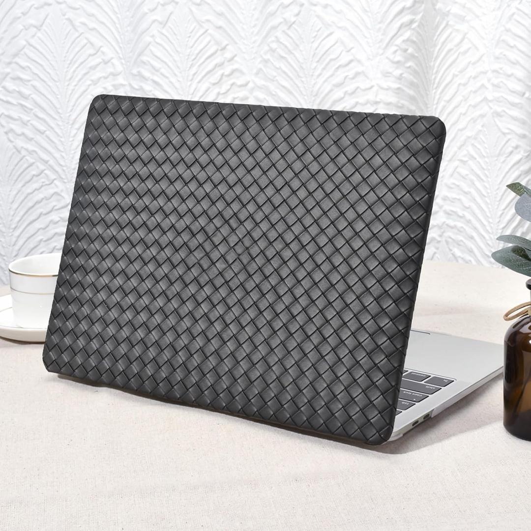 Seorsok Compatible with MacBook Air 13 Inch Case 2022-2018 Release A1932 A2179 M1 A2337 Touch ID,Elegant Plastic Hard Shell Case Transparent Keyboard Cover,Black Tartan PVC Leather