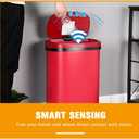 New Red 13-Gallon Touch Free Sensor Automatic Kitchen Office