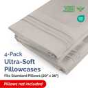 Standard Pillow Cases Set of 4 - Ultra Soft Hotel Quality Pillowcase Covers - Comfy Bedding for Women, Men, Kids & Teens - Machine Washable Pillow Protectors - 4 Piece Set - Standard Size Light Grey