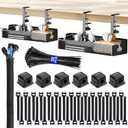 Cable Management Tray Black Under Desk 2 Pack 15.7" Cable Management Kit No Drill Cable Management Box Cord Organizer for Desk Wire Management Cable Basket for Home Office with Accessories