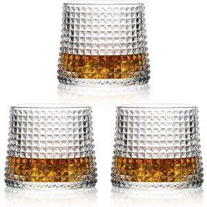 Whiskey Glasses -6 oz Old Fashioned Set of 3, Small Cocktail Bourbon Alcohol, Whiskey Glasses (Crystal Lattice)