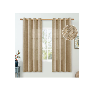 Toffee Linen Curtains 63 Inch Length for Living Room/Bedroom, Thick Burlap Textured Light Filtering Non See Through Grommet Farmhouse Country Drapes, Each 52 Inch Wide, 2 Panel