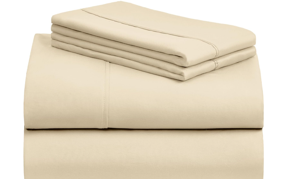 LuxClub 4 PC King Size Sheet Set Bed Sheets, Breathable Luxury Deep Pockets Wrinkle Free Cooling Sheets Machine Washable Hotel Bedding (King, Striped Cream)