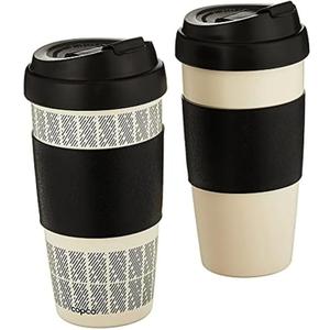 Copco 5237160 Reusable, Insulated Double Wall Travel Mugs 16-ounce White/Black , 2 Count ( Pack of 1)