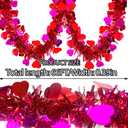 Valentines Tinsel Garland - 66 Ft Rose Red Metallic Heart Shape Valentine's Day Garland Atmosphere Setup for The Confession Scene Tinsel Hanging Twist Hanging Decorations for Party Holiday Supplies