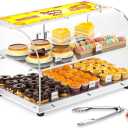 Pastry Display Case - 22" Bakery Display Case 2-Layer Acrylic Pastry Display Case Countertop with Stainless Steel Shelves & Base, 2 Magnetic Rear Doors Commercial Food Display Case for Pastry Dessert