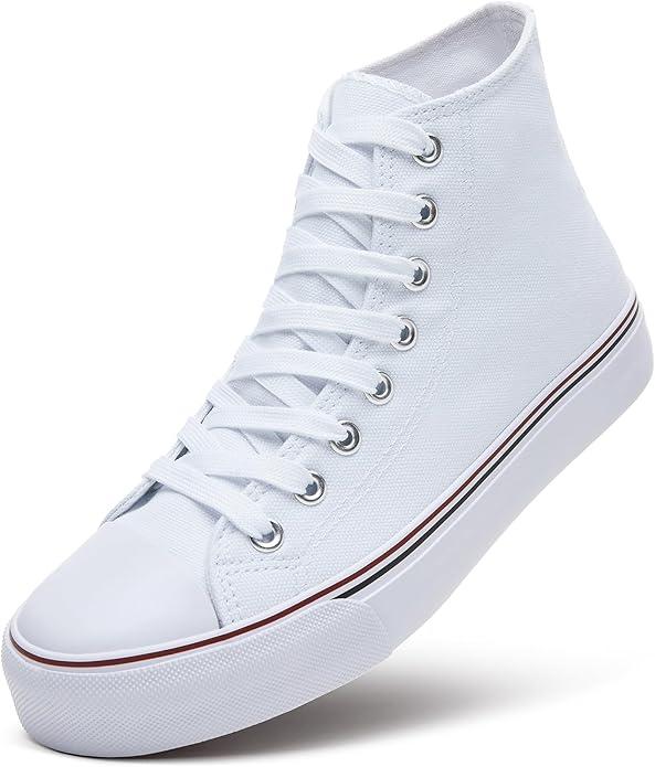 ZGR Womens High Top Canvas Sneakers,Lace-up Canvas Shoes,Casual Tennis Walking Shoes 5.5
