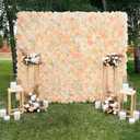 Champagne White Wedding Flower Backdrop 5ftx3.74ft Artificial Floral Backdrop Wall Panels for Bridal Shower Birthday Party Decor