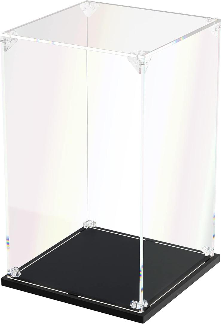 Clear Acrylic Display Case, Self-Assemble Showcase for Collectibles, Action Figures, Dolls- Alternative Glass Box for Commemorative Gifts (6x6x10 inch, 15x15x25 cm)
