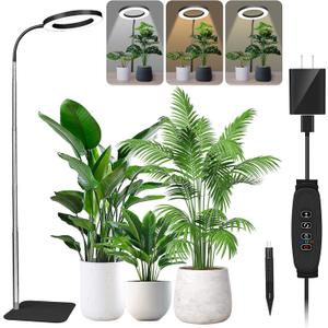 Grow Lights for Indoor Plants - Full Spectrum LED Plant Growing Light with 3H/9H/12H Auto Timer, Height Adjustable (16-67"), 3 Color Modes, 10 Dimming - Sun Lamp for Large Tall Small Plant- Black