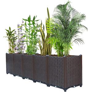 Raised Garden Beds Outdoor for Vegetables, Flowers, Herbs, Garden Box with Drain Outlet, Heat and Frost Resistance Planters (78.7"(l) X 16"(w) X 20.9"(h)/Brown)