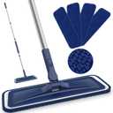 BPAWA Microfiber Mops for Floor Cleaning - Flat Floor Mop with 4 Washable Chenille Pads Dry Dust for Hardwood Laminate Wood Tile Vinyl Wall Hard Surfaces - 150cm Adjustable Long Handle