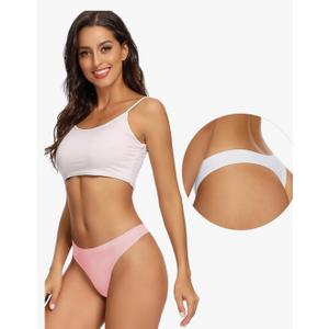 Seamless Women Underwear Thongs,No Show Ladies Thong,No Line Workout Breathable Comfortable Panties,Soft Undies,4-Pack