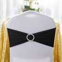 Peomeise 100pcs Black Spandex Chair Sashes with Buckle Slider for Wedding, Party Decoration