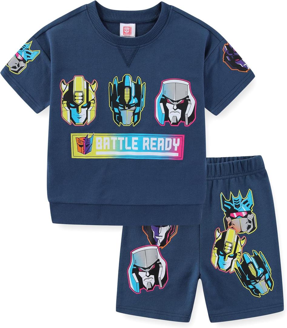 Transformers Boys French Terry Short Sleeve T-Shirt and Short Set for Big Kids, 5