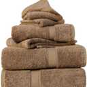 Superior Egyptian Cotton Pile 6 Piece Towel Set, Includes 2 Bath, 2 Hand, 2 Face Towels/Washcloths, Ultra Soft Luxury Towels, Thick Plush Essentials, Guest Bath, Spa, Hotel Bathroom, Latte