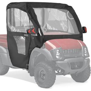 KEMIMOTO PVC UTV Cab Enclosure Compatible with Kawasaki Mule 600 610 4x4 XC SE CAMO 2005-2016 Roll Up/Down Windshield Soft Cab Canopy Cover Fit Side Mirrors Heavy Duty Cabin Enclosure Kit