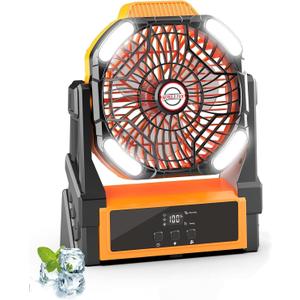 Sendowtek 20000mAh Portable Camping Fan Battery Rechargeable with LED Light | 4 Wind Modes, Hanging Hook, Timer Switch, USB-C Large Battery Table Desk Fan for Outdoor Indoor Travel Cooling Fishing