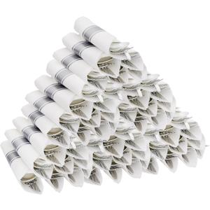 Supernal 60 Pack Pre-Rolled Silver Plastic Cutlery Heavy Duty Wrapped Silverware Disposable Premium Silver Plastic Silverware Forks and Spoons for Halloween Thanksgiving Christmas