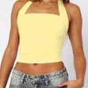 TiulZial Women Sexy Halter Neck Backless Tank Top Open Back Sleeveless Slim Fit Y2k Summer Tops (Yellow, S)