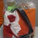 DJKFAEK Green Monster Santa Claus Costumes for Men,Christmas Furry Santa Claus Costume Include Mask for Halloween Cosplay (L)