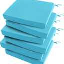 Outdoor Chair Cushions Set of 6: Waterproof & Fade Resistant Seat Cushion for Patio Furniture - 18.5 x 16 x 2 Inch Chair Pads with Ties and Hidden Zipper - Patio Chair Cushion Replacement, Teal