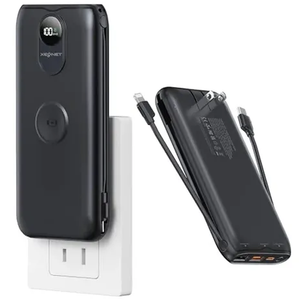 10000mAh Portable Digital Power Bank With AC Wall Charger Wireless Charging Built-In Cable 5 Output& 2 Input PD20W Fast Charging Battery Pack For Digital Electronic Devices Holiday Gift Outdoor Portable Emergency Power