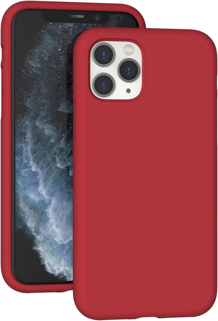 K TOMOTO Compatible with iPhone 11 Pro Max Case, Drop Protection Liquid Silicone Gel Rubber Full Body Cover with Soft Microfiber Shockproof Phone Case for iPhone 11 Pro Max 6.5", Red