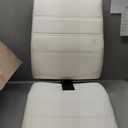 Flash Furniture Whitney Mid-Back Swivel LeatherSoft Desk Chair with Padded Seat and Armrests, Adjustable Height Padded Office Chair, White/Gold