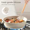 26 Pcs Silicone Cooking Utensils Set with Holder, NCUE BPA Free Kitchen Utensils Set for Cooking, 446F Spatulas Silicone Heat Resistant Wooden Handle Spoon Tongs Non-stick Kitchen Gadgets (Khaki)