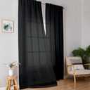 Simplebrand Black Sheer Curtains 96 Inches Long, Light Filtering Rod Pocket Solid Color Window Sheer Curtain Panels, Elegant Curtains & Drapes for Living Room, Bedroom 2 Panels (Black, 42" W x 96" L)