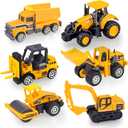 6 Pack Diecast Construction Vehicle Toys, Mini Model Excavator Construction Trucks Toy Set for Boys Age 3 4 5 6 7 Years Kids Toddlers Birthday Party Favors Christmas Gift & Goodie Bags Stuffers