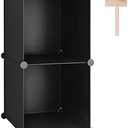 C&AHOME Cube Storage, 2-Cube Organizer Units, Plastic Closet Storage Shelves, DIY Book Shelf, Modular Bookcase, Cabinet Ideal for Bedroom, Living Room, Home Office, 12.4" L x 12.4" W x 24.8" H Black