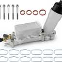 926-959 926-876 3.6L Upgraded Aluminum Engine Oil Cooler Filter Housing for 2017-2018 Dodge Journey Charger Challenger Caravan Durango Avenger Ram Jeep Wrangler Cherokee Chrysler 200 300 Town Country (Plastic Cap)