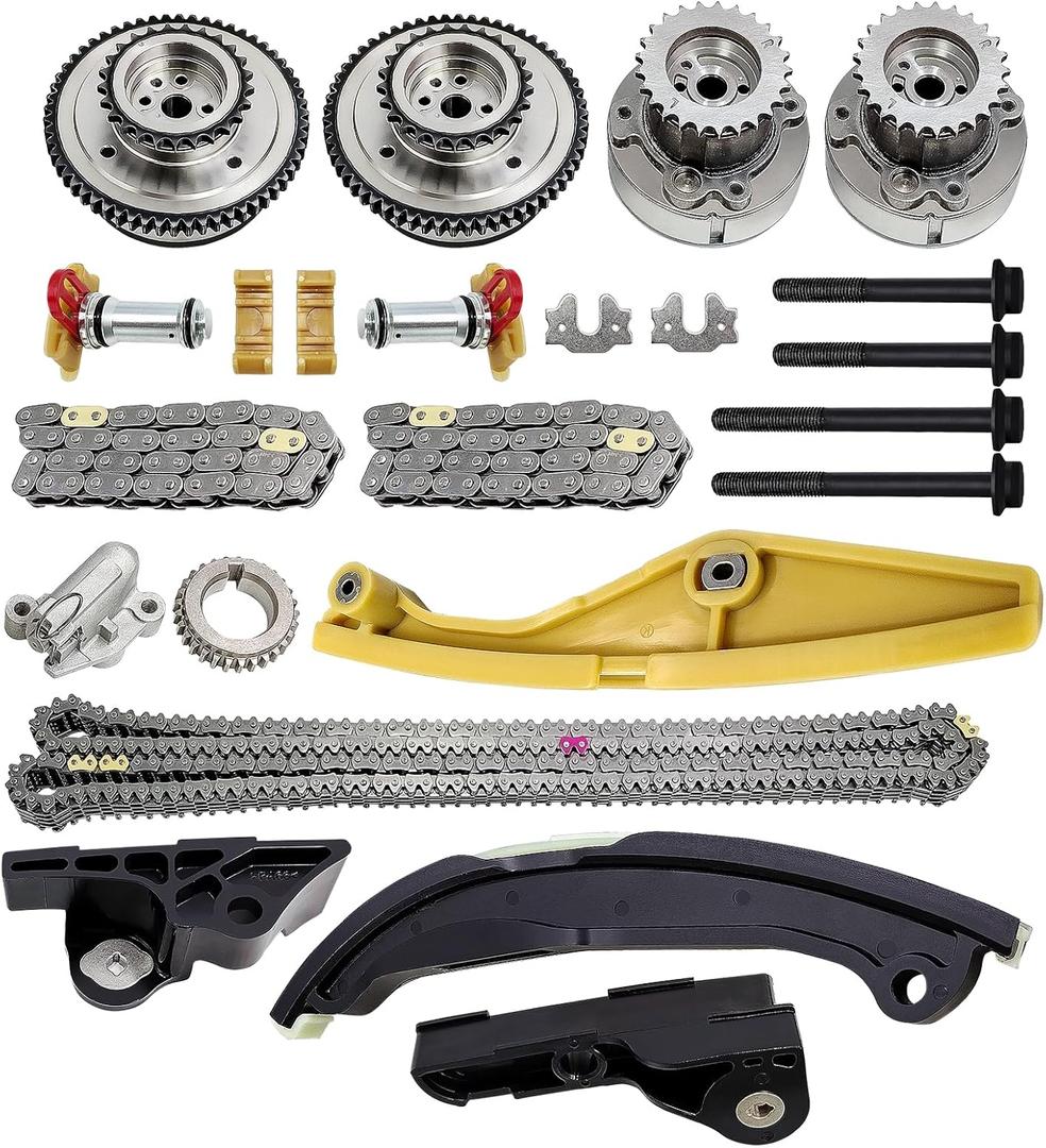 90738S Engine Timing Chain Kit With VVT Cam Phaser Fit For Ford F-150 Taurus Edge Expedition Explorer & Fit For Lincoln MKX Mark Nautilus 3.5/3.7L DOHC AT4Z6C525B