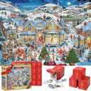 Puzzle Advent Calendar 2025-24 Box Christmas Countdown Surprise Jigsaw Puzzle, 1008 Pieces Family Game for Kids Adult, Decor 27.5 x 19.7 inches (Christmas Eve Street)