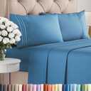 Full Size 4 Piece Sheet Set - Comfy Breathable & Cooling Sheets - Hotel Luxury Bed Sheets for Women and Men - Deep Pockets, Easy-Fit, Soft and Wrinkle Free Sheets - Denim Blue Oeko-Tex Bed Sheet Set