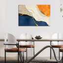 Abstract Canvas Wall Art for Living Room - Large Nave Blue Wall Decor Picture - Modern Orange Painting Artwork for Bedroom Home Office Decoration, Ready to Hang (Blue and Orange, 24"36")