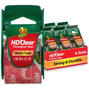 Duck HD Clear Packing Tape Dispensers - 6 Rolls of Heavy-Duty Shipping and Moving Packing Tape - Clear Strong Packaging Tape for Boxes, Packing and Moving Supplies - 1.88 In. x 22.2 Yards (287732)