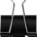 Amazon Basics Sturdy Binder Clips, Office Supplies, Large 2 in, Document Organizing, Black, 48 Count