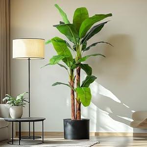 Erimda 7.2FT Artificial Banana Tree Tall Fake Banana Leaf Plant Faux Banana Silk Tree Faux Banana Leaves for Home Swimming Pool Indoor Outdoor Patio Tropical Decor