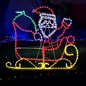 5 ft Animated Light up Santa Claus Sleigh Outdoor Christmas Decoration, 400 LED Multicolor Display with Waving Santa, Waterproof PVC and Metal Frame Yard Lawn Xmas Holiday Decor