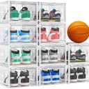 caktraie 10 Pack Thicken Shoe Organizer Stackable,Upgraded Sturdy Shoe Storage Box with Magnetic Door,Shoe Containers For Sneaker Display,Hat Organizer,White