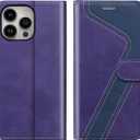 for iPhone 16 Pro Max Wallet Case,PU Leather Flip Case RFID Blocking Credit Card Holder Folio Magnetic Stand TPU Shockproof Cover Compatible with iPhone 16 Pro Max, Purple Blue