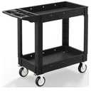 2 Shelf Heavy Duty Plastic Utility Cart, Service Cart Tub Storage W/Deep Shelve Holds up to 1000 lbs, Rolling Utility Cart with 360°Swivel Wheels, Work Cart for Warehouse, Garage, Cleaning